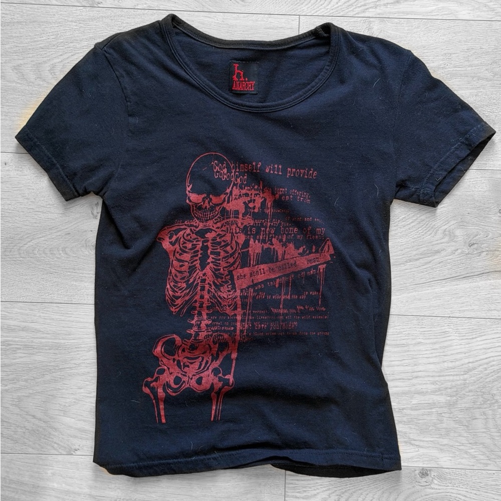 Black Shirt with Red Skeleton